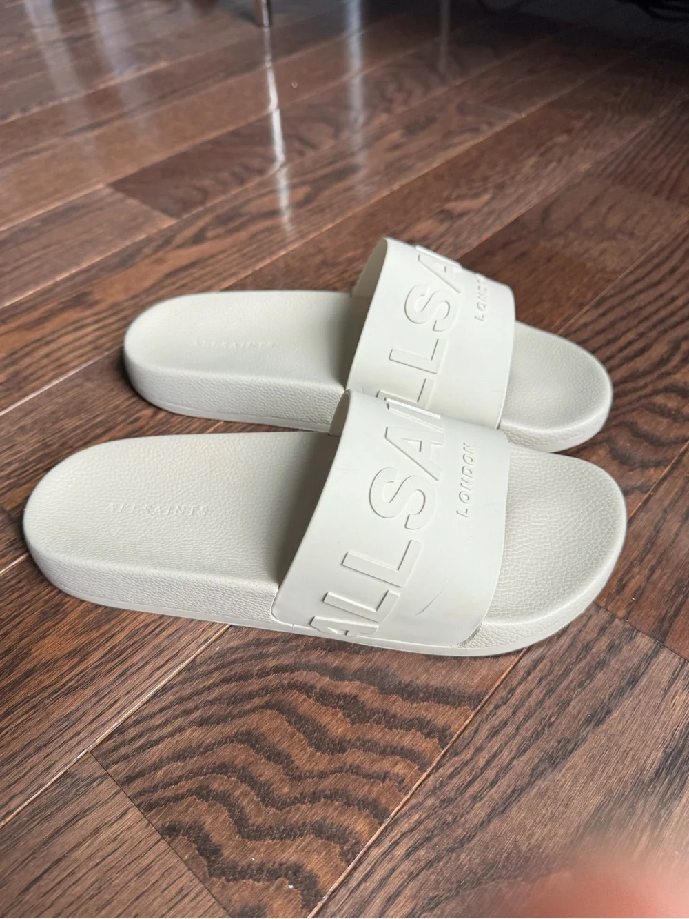 All Saint Off White Slide Sandals